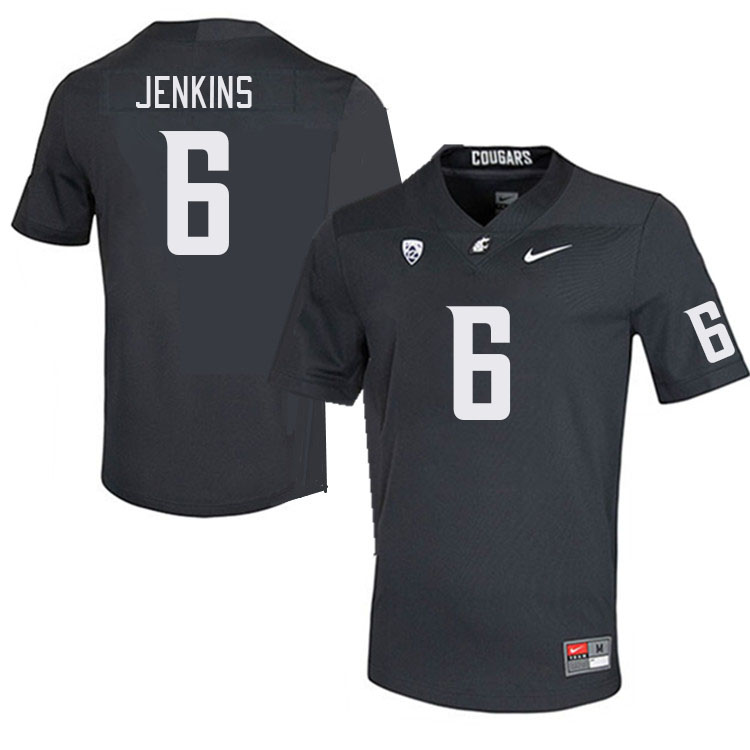 Washington State Cougars #6 Jaylen Jenkins College Football Jerseys Stitched Sale-Charcoal